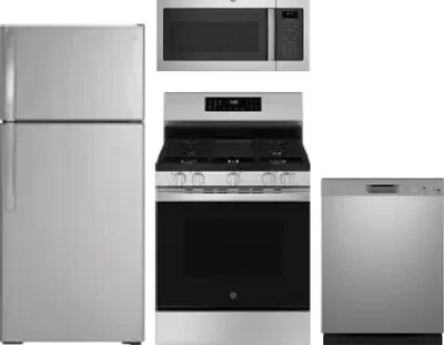 4 Piece Package Includes Refrigerator, Range, Microwave And Dishwasher