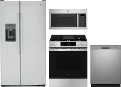 4 Piece Package Includes Refrigerator, Range, Microwave And Dishwasher