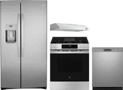 4 Piece Package Includes Refrigerator, Range, Hood And Dishwasher