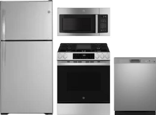 4 Piece Package Includes Refrigerator, Range, Microwave And Dishwasher