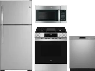 4 Piece Package Includes Refrigerator, Range, Microwave And Dishwasher