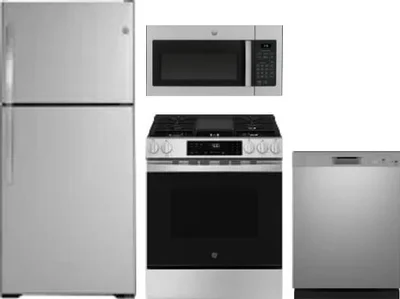 4 Piece Package Includes Refrigerator, Range, Microwave And Dishwasher