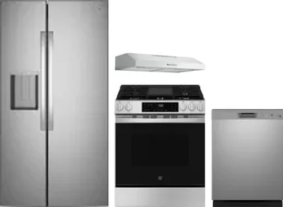 4 Piece Package Includes Refrigerator, Range, Hood And Dishwasher