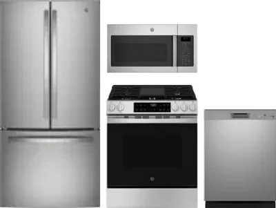 4 Piece Package Includes Refrigerator, Range, Microwave And Dishwasher