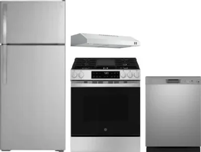 4 Piece Package Includes Refrigerator, Range, Hood And Dishwasher