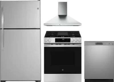 4 Piece Package Includes Refrigerator, Range, Hood And Dishwasher