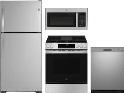 4 Piece Package Includes Refrigerator, Range, Microwave And Dishwasher