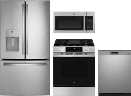 4 Piece Package Includes Refrigerator, Range, Microwave And Dishwasher