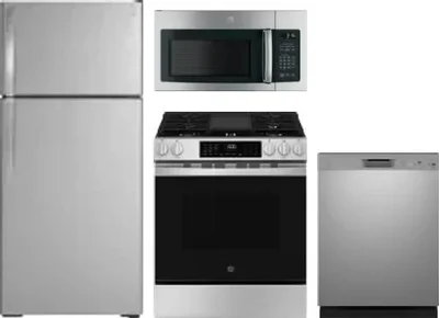 4 Piece Package Includes Refrigerator, Range, Microwave And Dishwasher