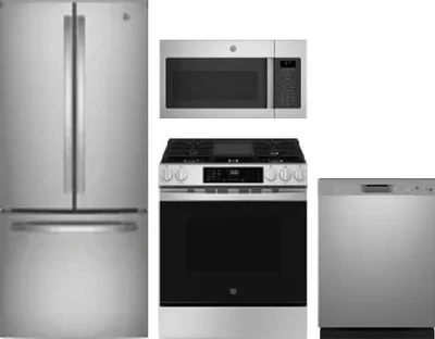 4 Piece Package Includes Refrigerator, Range, Microwave And Dishwasher