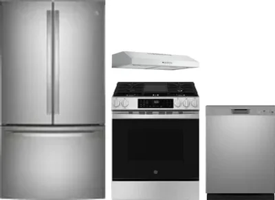 4 Piece Package Includes Refrigerator, Range, Hood And Dishwasher