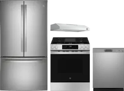 4 Piece Package Includes Refrigerator, Range, Hood And Dishwasher