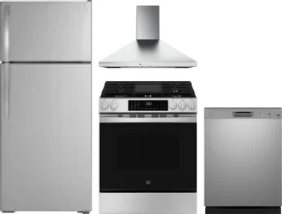 4 Piece Package Includes Refrigerator, Range, Hood And Dishwasher