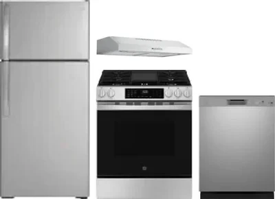 4 Piece Package Includes Refrigerator, Range, Hood And Dishwasher