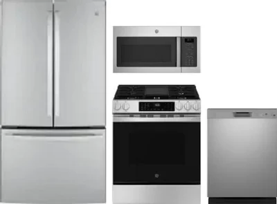 4 Piece Package Includes Refrigerator, Range, Microwave And Dishwasher