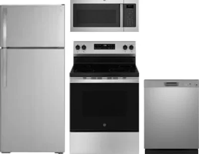 4 Piece Package Includes Refrigerator, Range, Microwave And Dishwasher