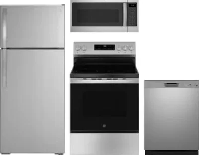 4 Piece Package Includes Refrigerator, Range, Microwave And Dishwasher