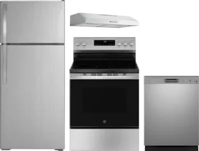 4 Piece Package Includes Refrigerator, Range, Hood And Dishwasher