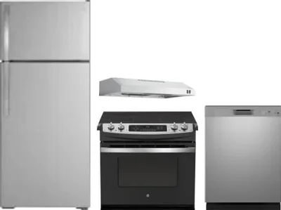4 Piece Package Includes Refrigerator, Range, Hood And Dishwasher