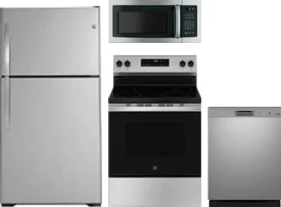 4 Piece Package Includes Refrigerator, Range, Microwave And Dishwasher