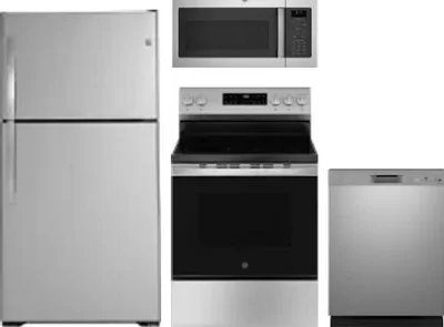 4 Piece Package Includes Refrigerator, Range, Microwave And Dishwasher