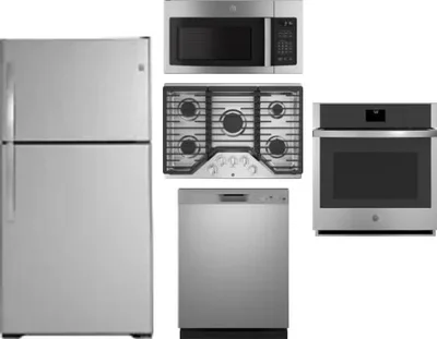 5 Piece Package Includes Refrigerator, Cooktop, Wall Oven, Microwave And Dishwasher
