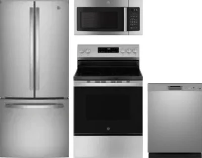 4 Piece Package Includes Refrigerator, Range, Microwave And Dishwasher