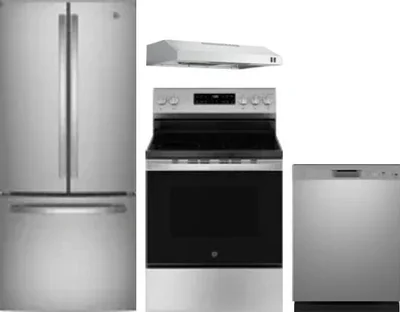 4 Piece Package Includes Refrigerator, Range, Hood And Dishwasher