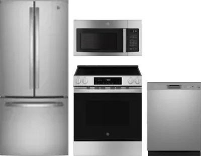4 Piece Package Includes Refrigerator, Range, Microwave And Dishwasher