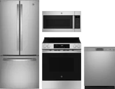 4 Piece Package Includes Refrigerator, Range, Microwave And Dishwasher