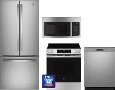4 Piece Package Includes Refrigerator, Range, Microwave And Dishwasher