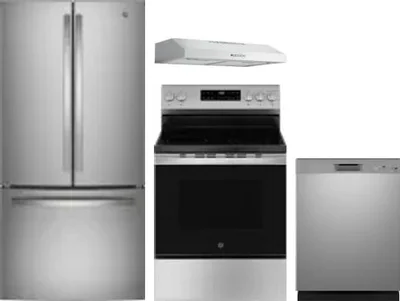 4 Piece Package Includes Refrigerator, Range, Hood And Dishwasher