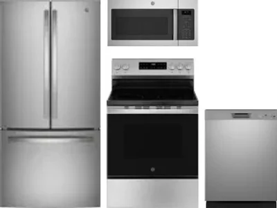 4 Piece Package Includes Refrigerator, Range, Microwave And Dishwasher
