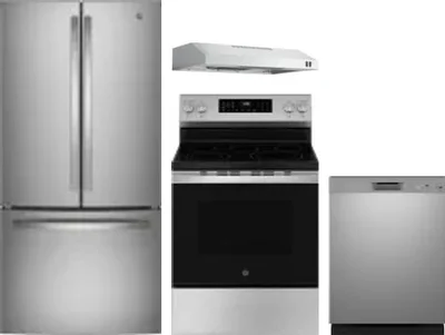 4 Piece Package Includes Refrigerator, Range, Hood And Dishwasher