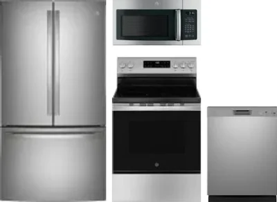 4 Piece Package Includes Refrigerator, Range, Microwave And Dishwasher