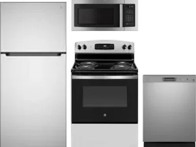4 Piece Package Includes Refrigerator, Range, Microwave And Dishwasher