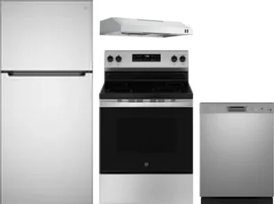 4 Piece Package Includes Refrigerator, Range, Hood And Dishwasher