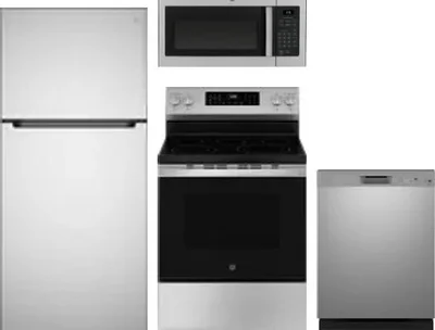 4 Piece Package Includes Refrigerator, Range, Microwave And Dishwasher