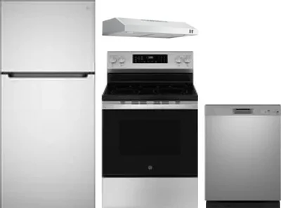 4 Piece Package Includes Refrigerator, Range, Hood And Dishwasher