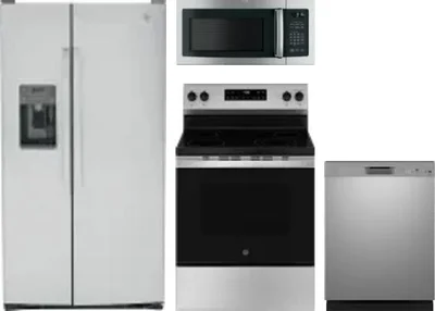 4 Piece Package Includes Refrigerator, Range, Microwave And Dishwasher