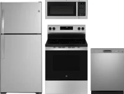 4 Piece Package Includes Refrigerator, Range, Microwave And Dishwasher