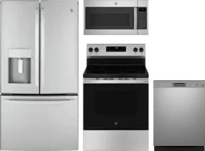 4 Piece Package Includes Refrigerator, Range, Microwave And Dishwasher