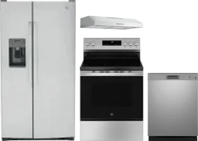 4 Piece Package Includes Refrigerator, Range, Hood And Dishwasher