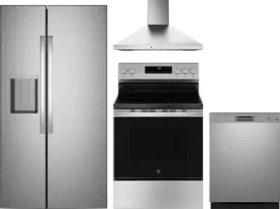 4 Piece Package Includes Refrigerator, Range, Hood And Dishwasher