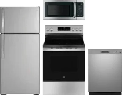4 Piece Package Includes Refrigerator, Range, Microwave And Dishwasher