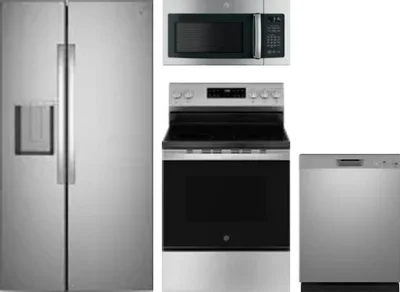 4 Piece Package Includes Refrigerator, Range, Microwave And Dishwasher