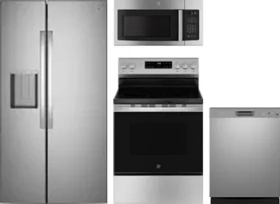 4 Piece Package Includes Refrigerator, Range, Microwave And Dishwasher