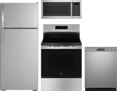 4 Piece Package Includes Refrigerator, Range, Microwave And Dishwasher