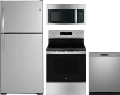 4 Piece Package Includes Refrigerator, Range, Microwave And Dishwasher