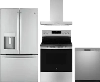 4 Piece Package Includes Refrigerator, Range, Hood And Dishwasher
